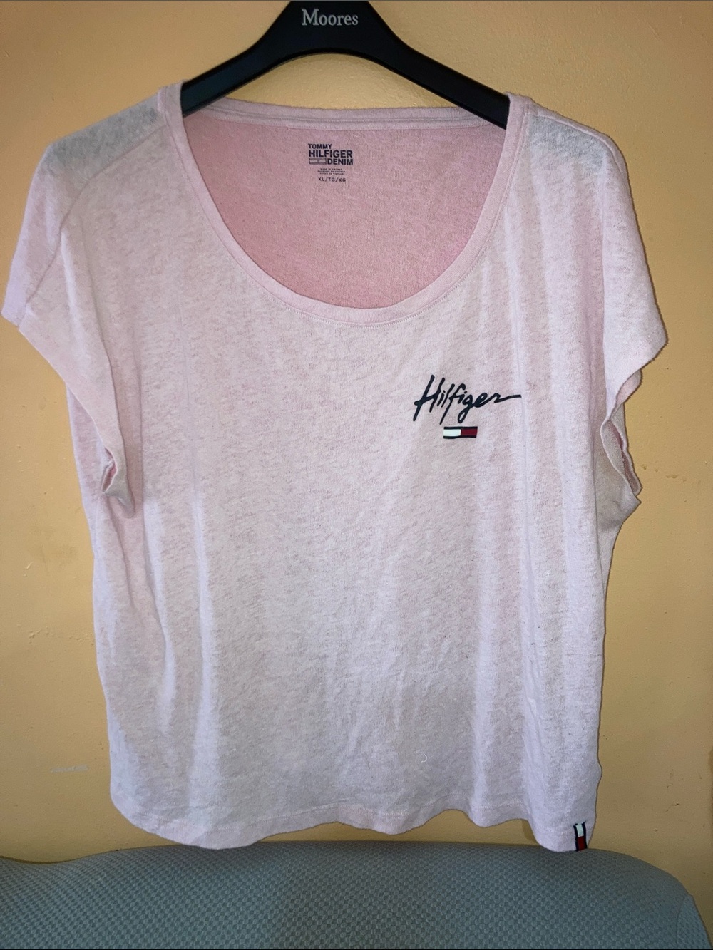 Tommy Hilfiger Pale Pink Short Sleeve Logo Tee